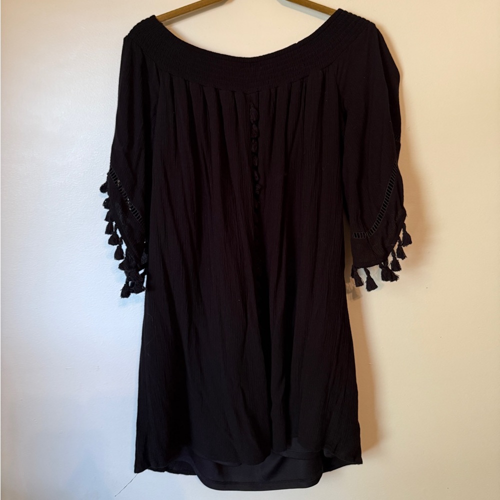 Black Ribbed Dress / Cover Up